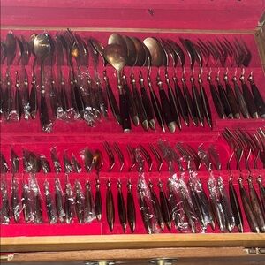 Vintage Solid Nickel Bronze Flatware Set for Dining